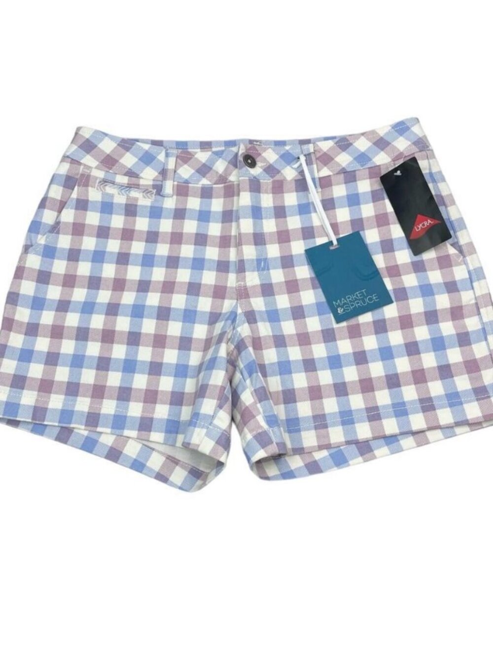 NWT Market & Spruce Plaid Shorts Size 8 Multi Color 5" Inseam Pockets - Picture 3 of 5